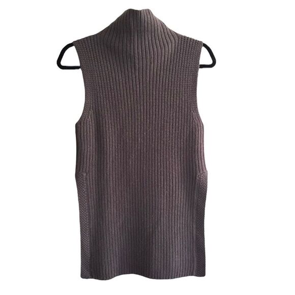 ARITZIA Durandal Wool Cowl Neck Sleeveless Tunic Sweater Slits Grey Purple XS - Picture 2 of 3